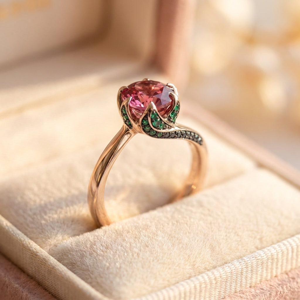 Vintage Red Round Stone Ring