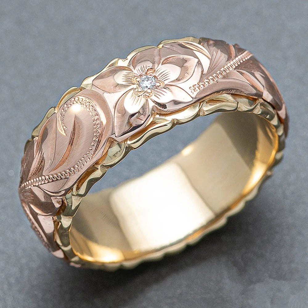 Vintage Rose Gold Flower Ring