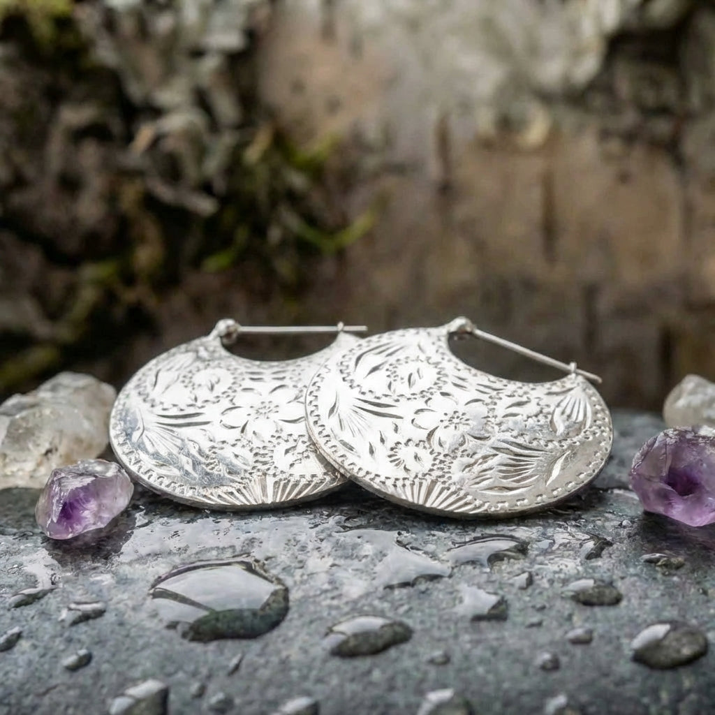Vintage Silver Flower Earrings