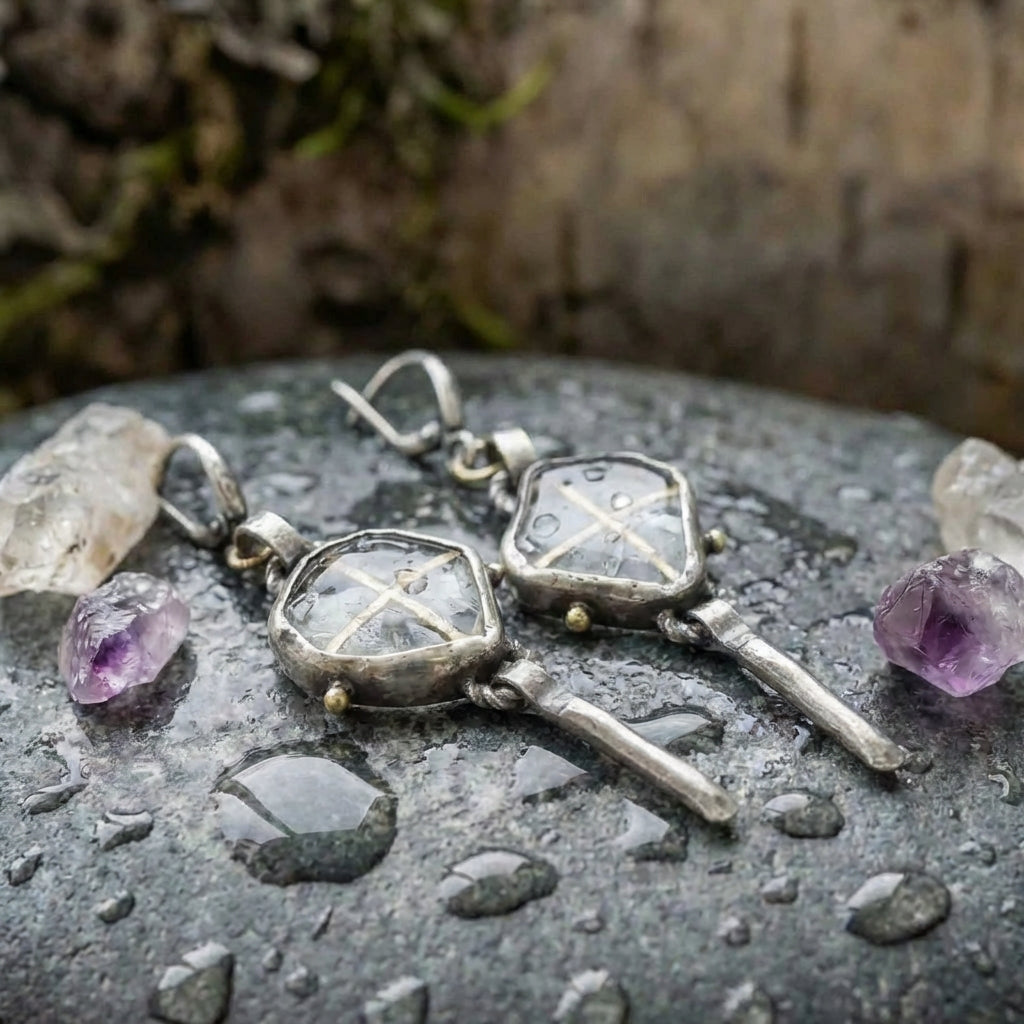 Vintage Silver Geometric Earrings
