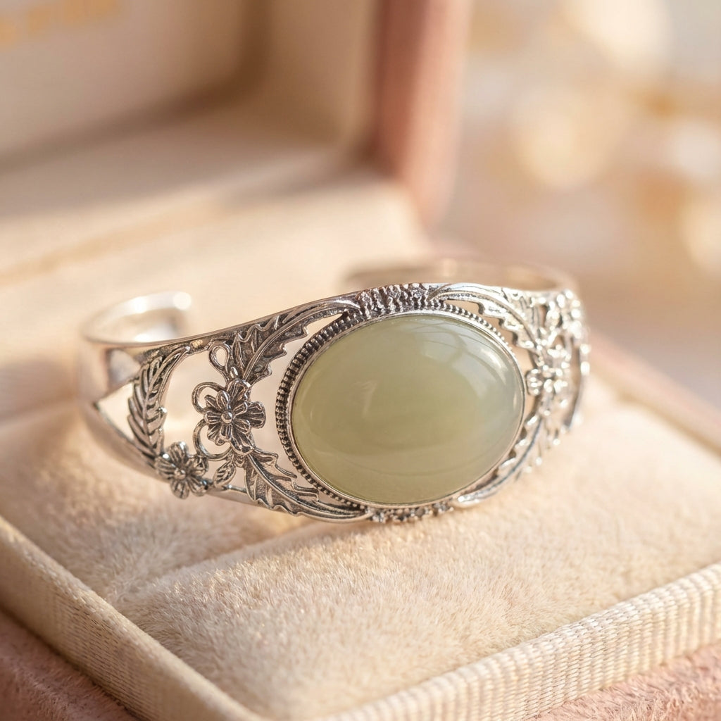 Vintage Silver Hollow Bangle Bracelet