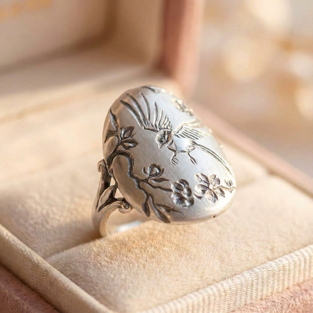 Vintage Swallow Flower Ring