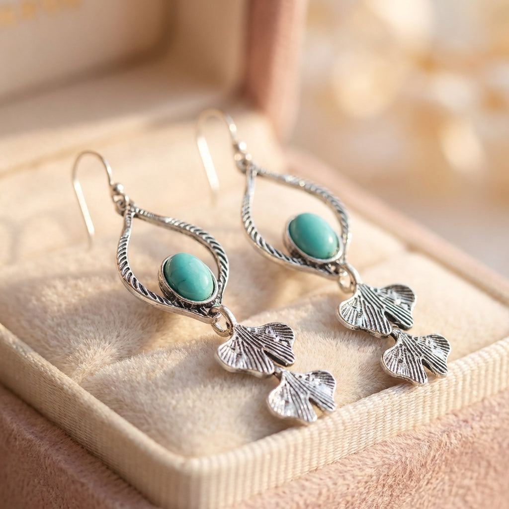 Vintage Turquoise Leaf Earrings