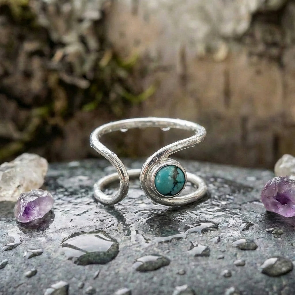 Vintage Turquoise Moon Ring