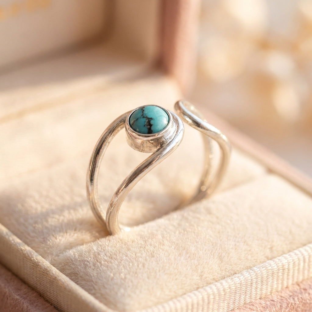 Vintage Turquoise Moon Ring