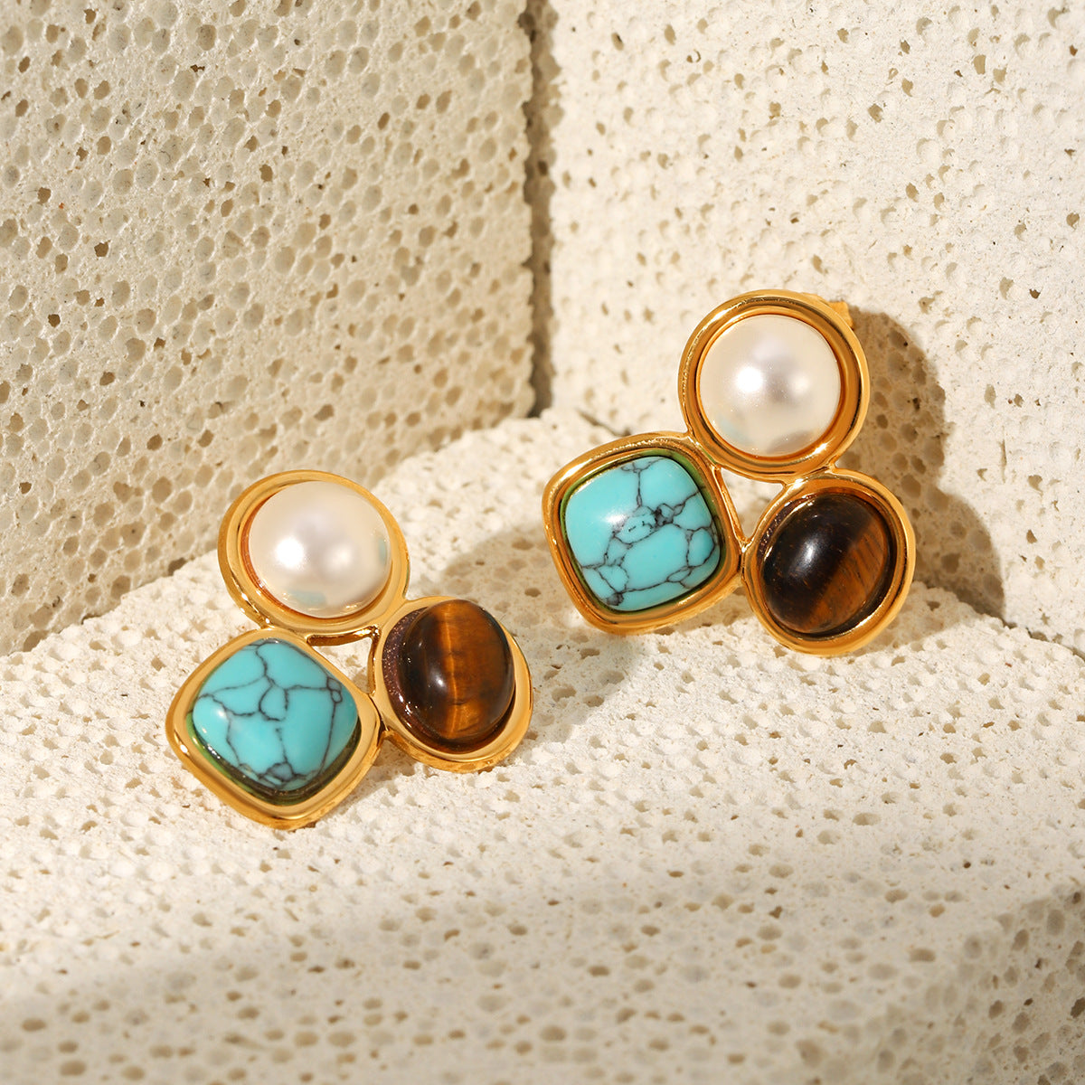 Vintage Turquoise Pearl Earrings