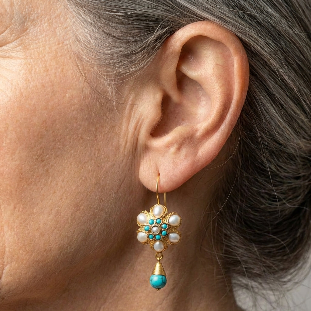 Turquoise Pearl Earrings