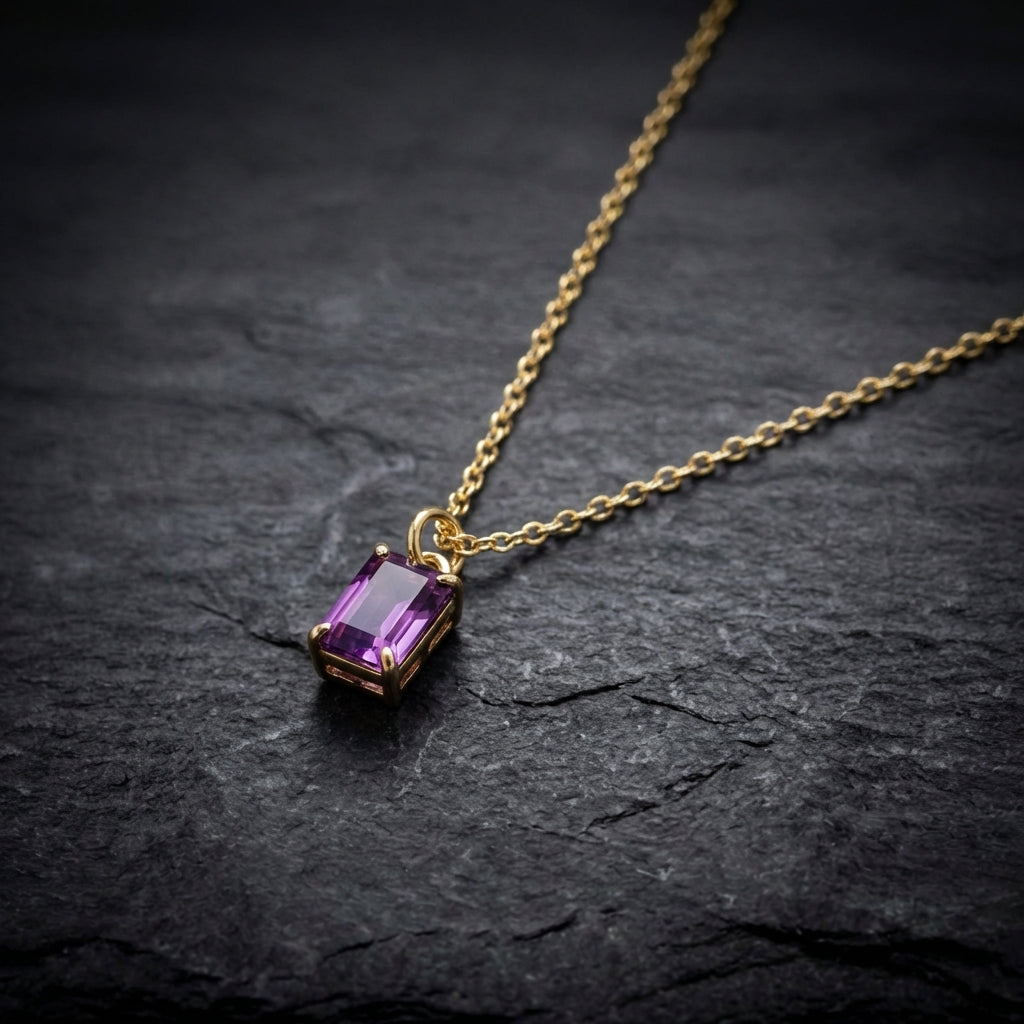 Violetta Amethyst Baguette Necklace