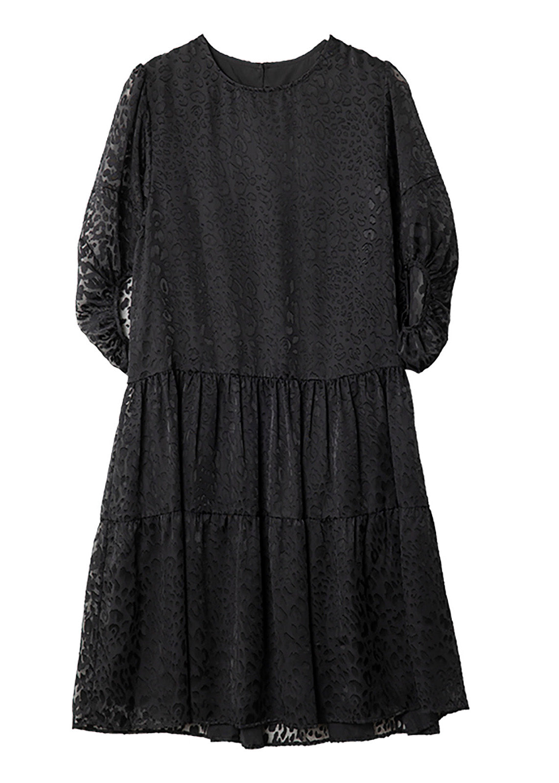 Vogue Black O-neck Print Mid Dresses Summer