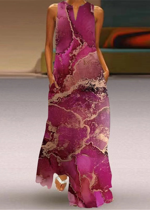 Black V Neck Print Party Long Dress Sleeveless