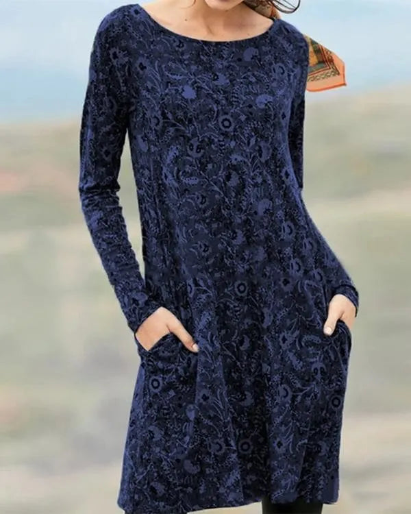 CD | Rochie midi cu mâneci lungi și buzunare laterale