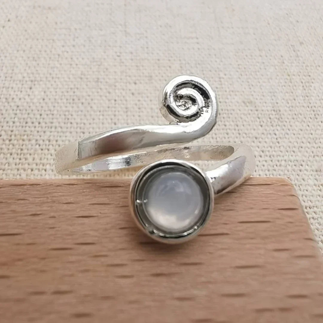 Spiral Moonstone Ring