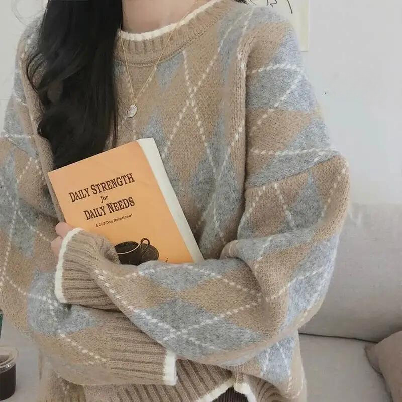 CD | Pulover liber în carouri trendy