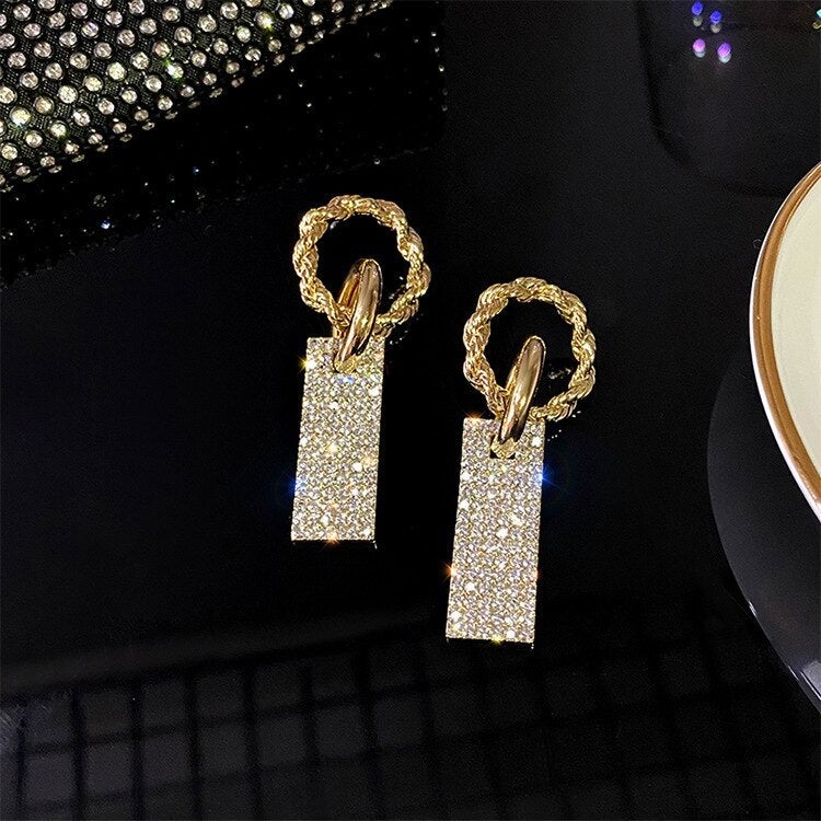 Luxurious Zirconia Earrings In Sterling Silver And Rhinestone Encrusted Baths