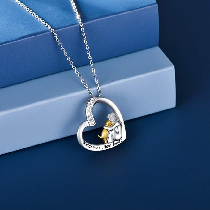 925 Sterling Silver Necklace ��� Heart & Dog Design With Zirconia