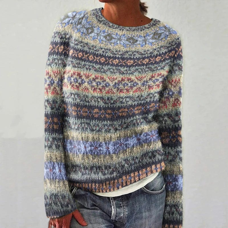 CD | Pulover cu model geometric în stil vintage