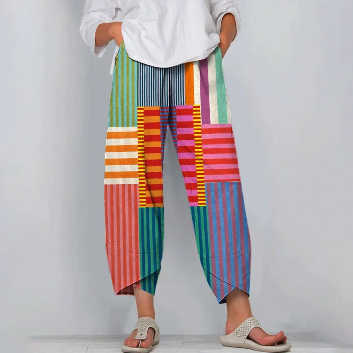 CD | Pantaloni populari cu buzunare laterale color block