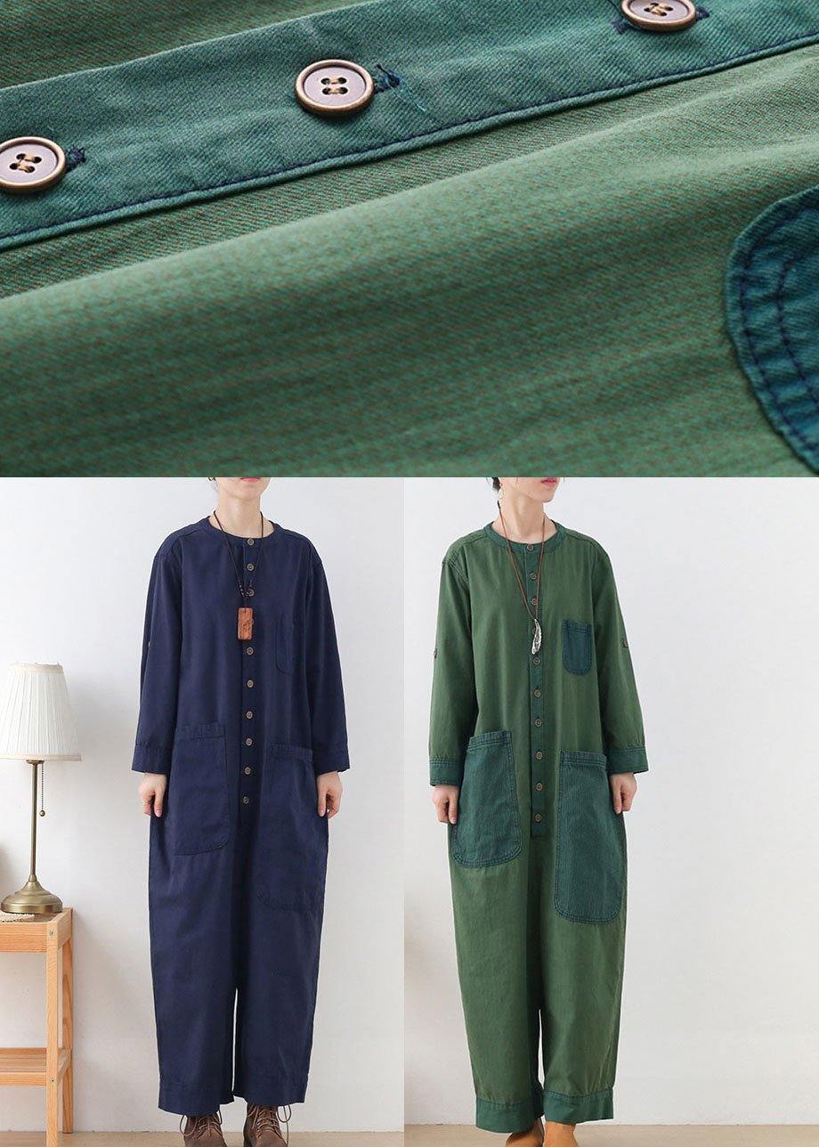 Diy Green Retro Fall Denim Romper Outfit