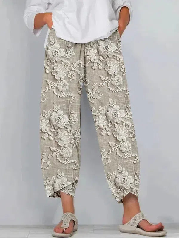 CD | Pantaloni eleganți cu elastic și cordon în talie