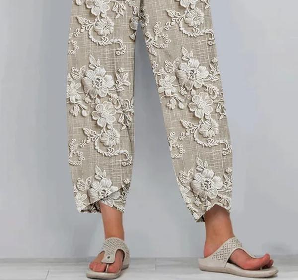 CD | Pantaloni eleganți cu elastic și cordon în talie