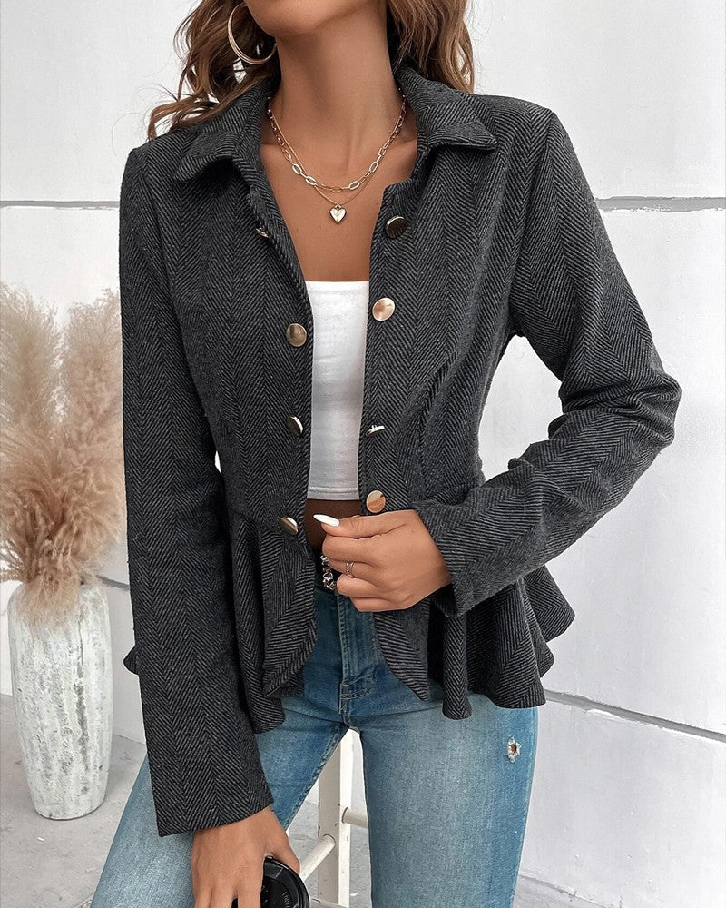CD | Blazer în dungi cu nasturi și tiv adunat, croială elegantă slim fit