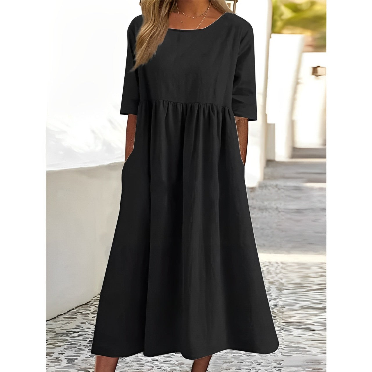 CD | Rochie midi unicoloră