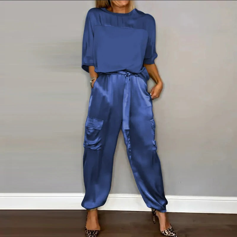 CD | Set elegant de top și pantaloni dantelați pentru femei