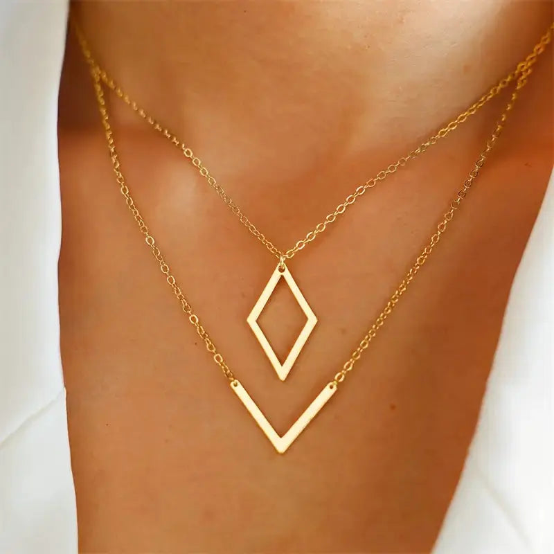 V-shaped Geometric Pendant Necklace