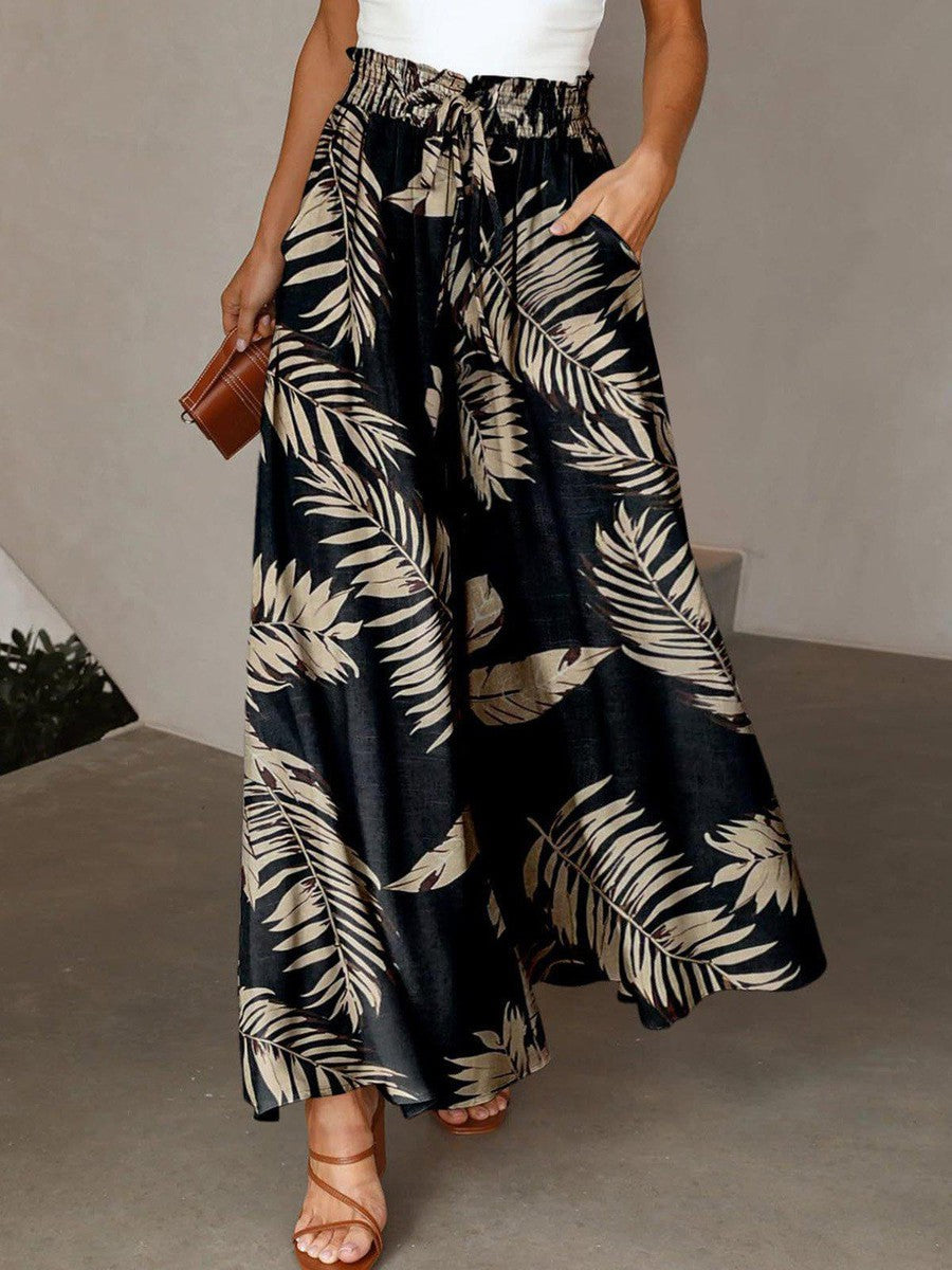 CD | Popular Plant Print Side Pocket pantaloni