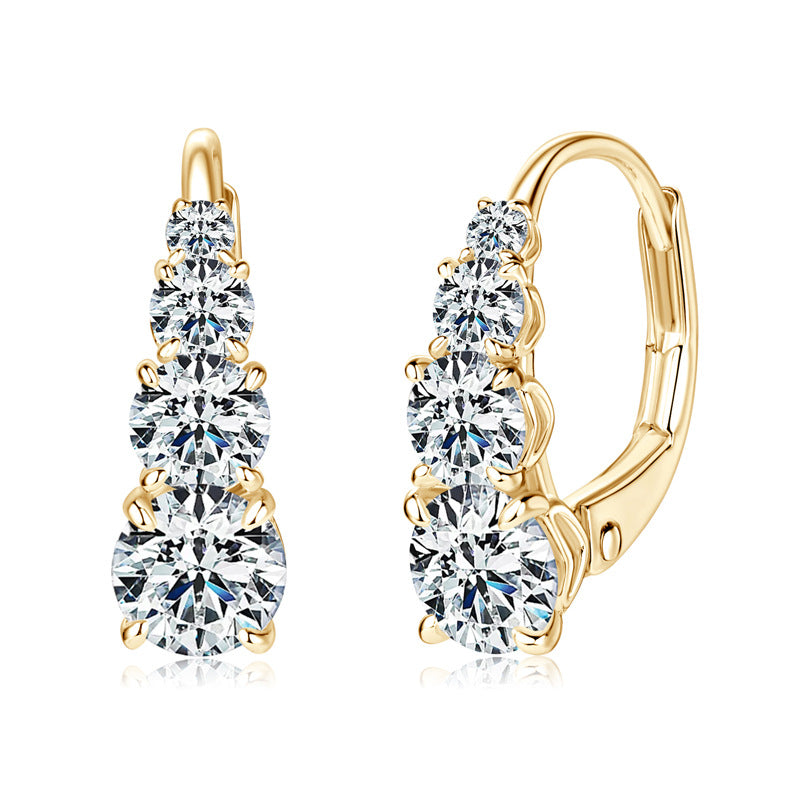 Carol Gold Four Stone Earrings