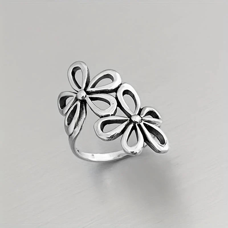 Hollow Silver Flower Ring