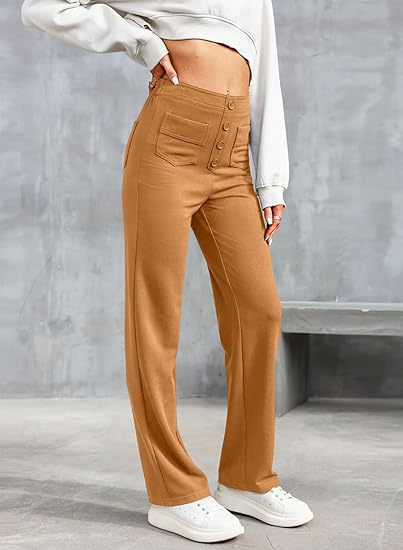 CD | Pantaloni casual eleganți cu talie înaltă și cordon elastic