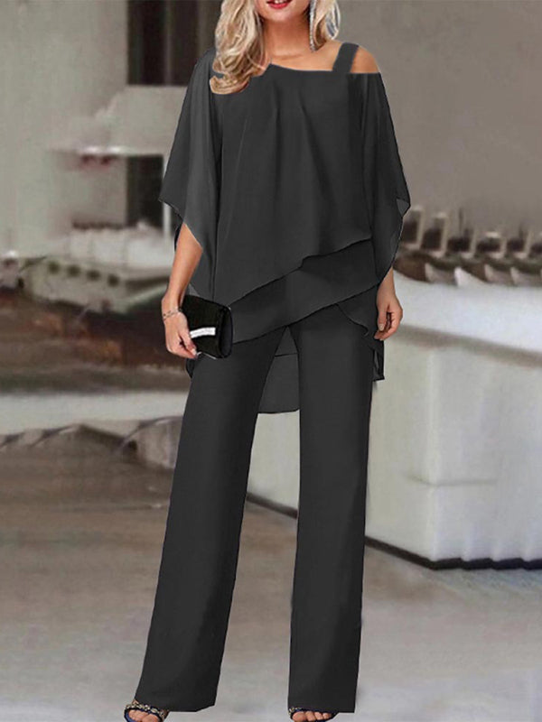 CD | Bluză elegantă cu jumătate de mânecă și set de pantaloni