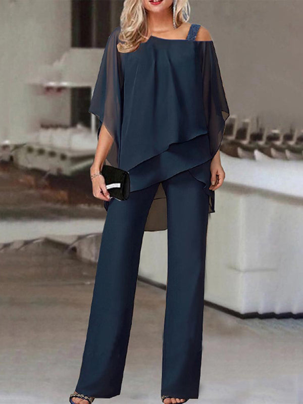 CD | Bluză elegantă cu jumătate de mânecă și set de pantaloni