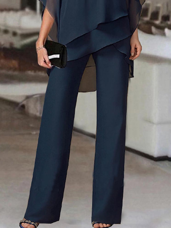 CD | Bluză elegantă cu jumătate de mânecă și set de pantaloni