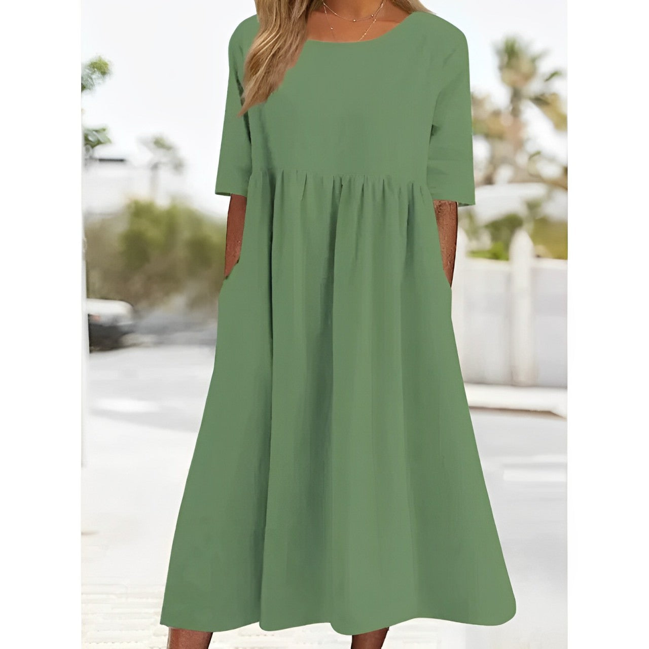 CD | Rochie midi unicoloră