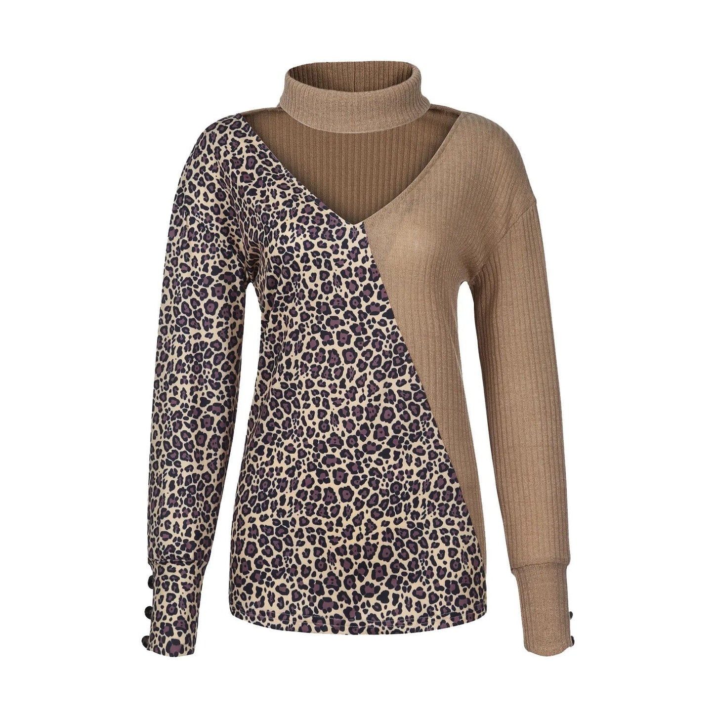 CD | Pulover tricotat patchwork cu imprimeu leopard 2024