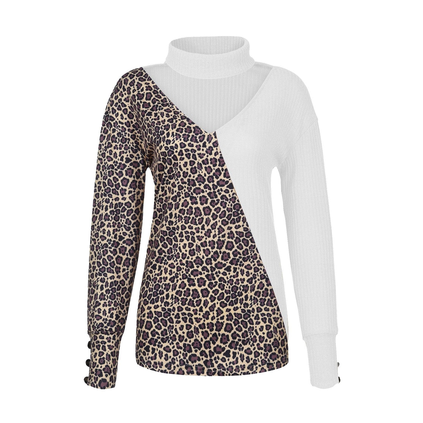 CD | Pulover tricotat patchwork cu imprimeu leopard 2024