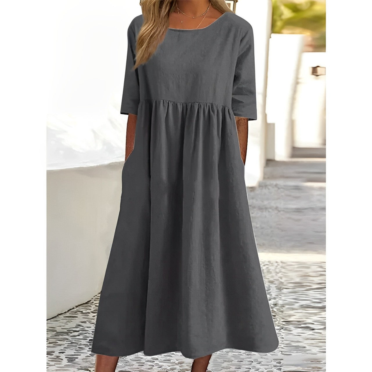 CD | Rochie midi unicoloră