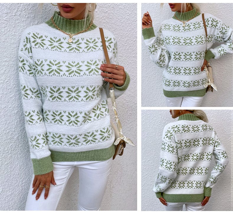 CD | Pulover Turtleneck cu fulg de zăpadă pentru femei 2024