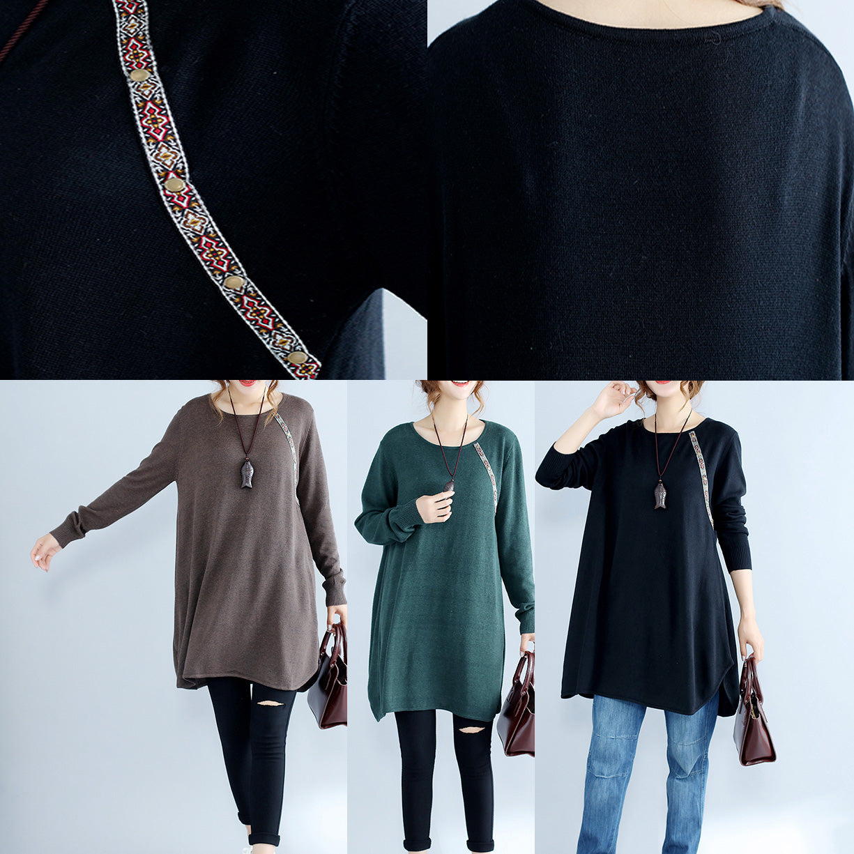 New Green Cozy Cotton Sweater Dress Oversize Knit Dresses