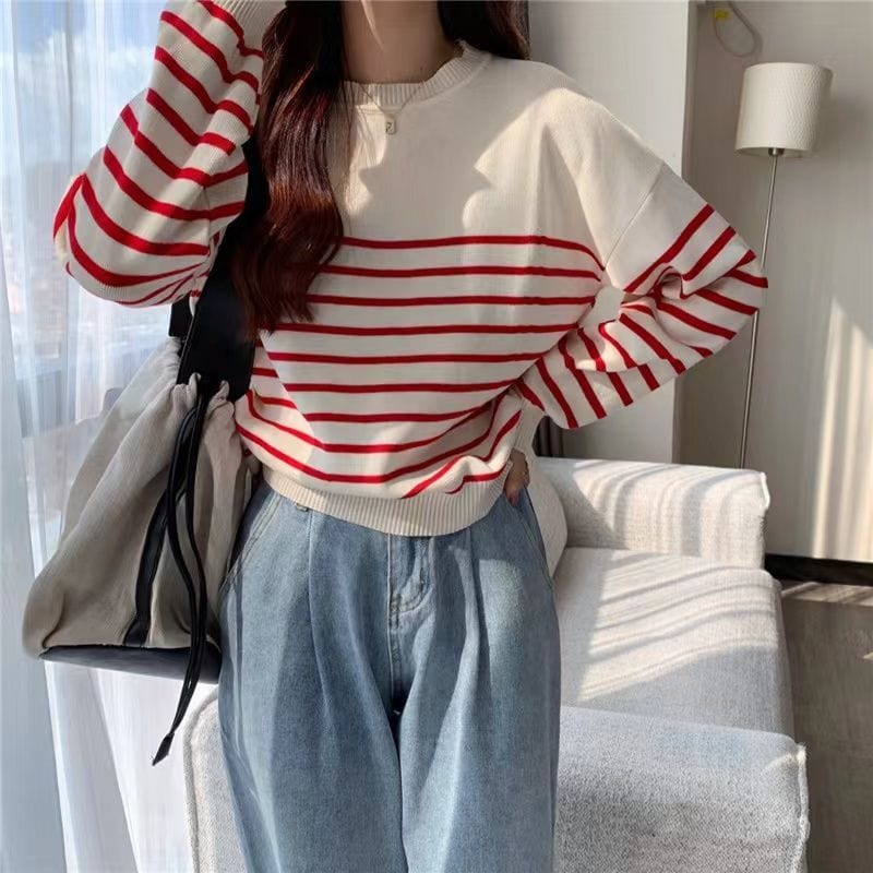 CD | Pulover solid cu gât rotund