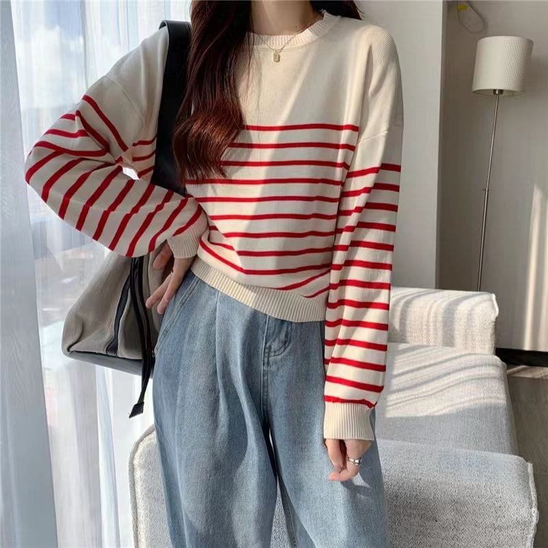 CD | Pulover solid cu gât rotund