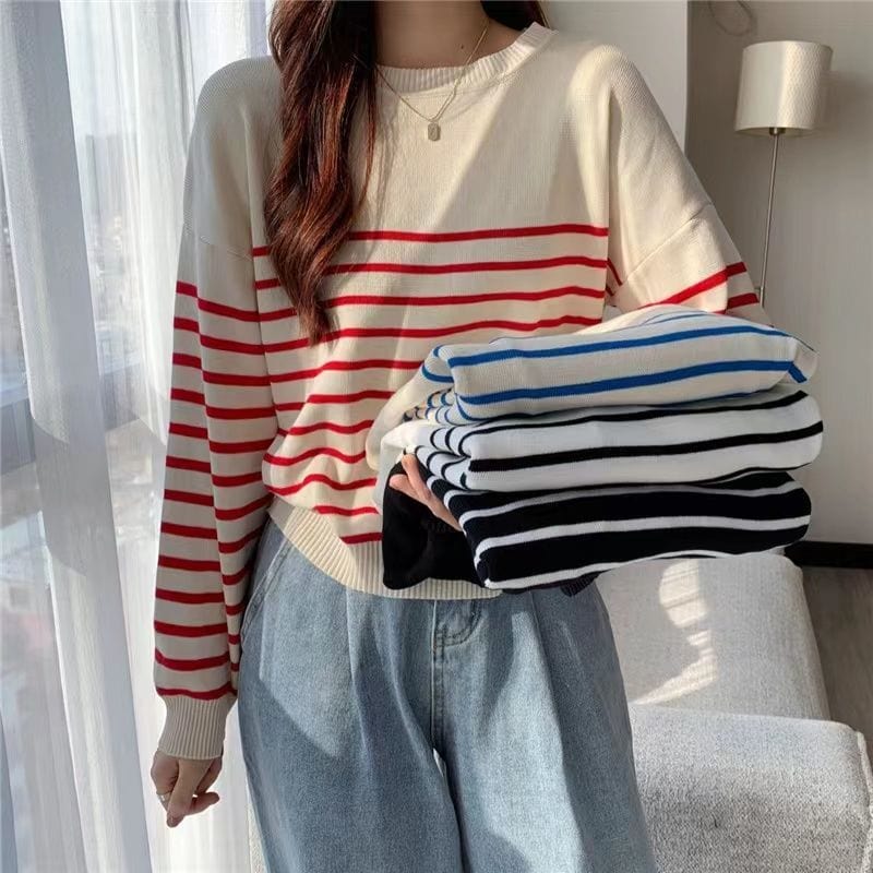 CD | Pulover solid cu gât rotund