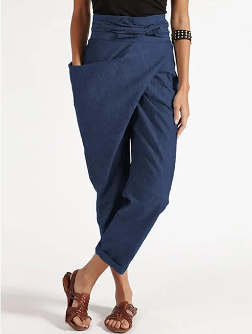 CD | Pantaloni asimetrici la modă și casual
