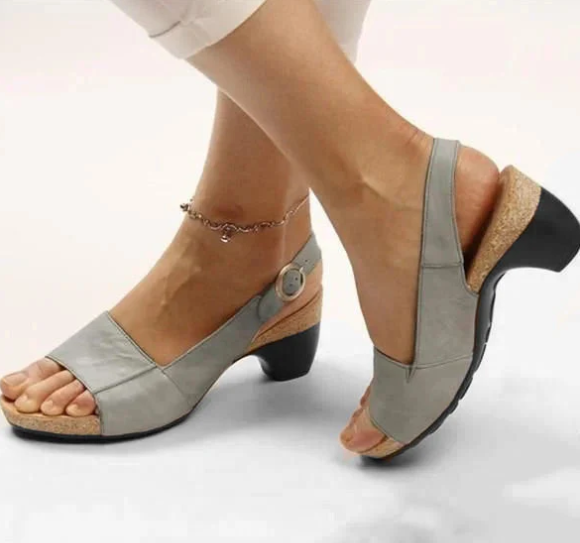 CD | Sandale slingback deschise cu toc bloc