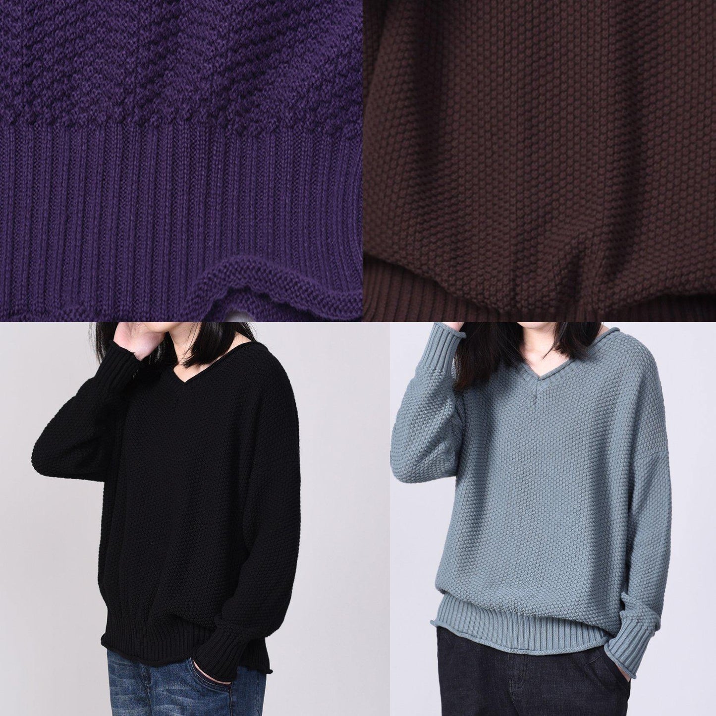 V Neck Sweater Oversize Color Sweaters Chocolate