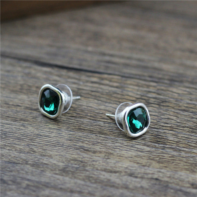 Small Crystal Earrings In Silver