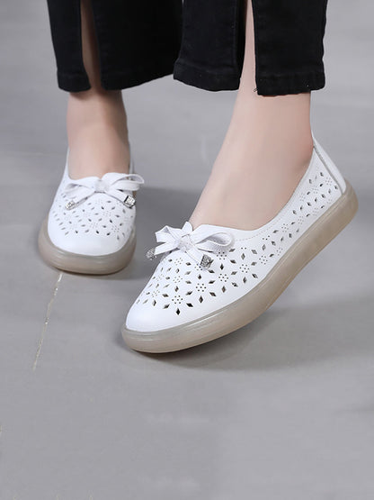 CD | Femei Casual Vara Solid Cutout piele Pantofi plat