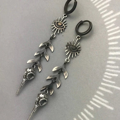 Boho Mask Pendant Earrings In Silver